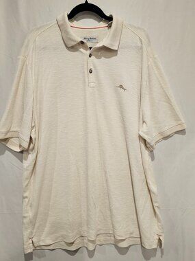 Tommy Bahama Island Zone Men's Polo Shirt XXL Cream Short Sleeve